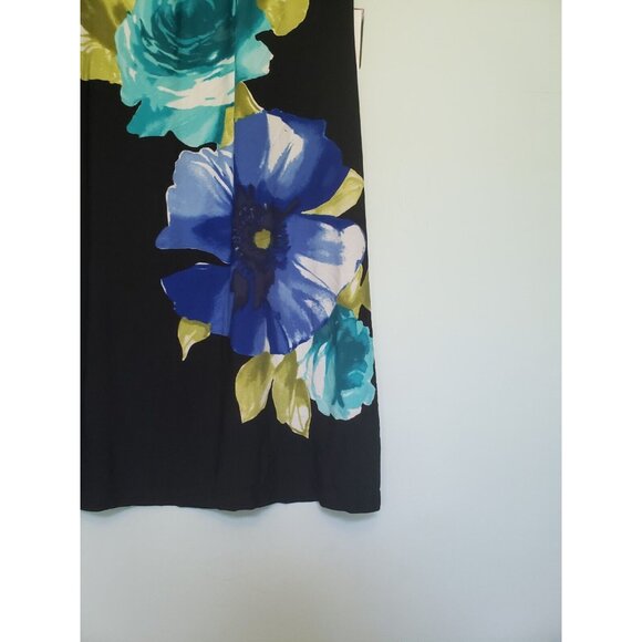 Sandra Darren Women 12 Mini Dress Floral Black Sheath Sleeveless Blue Spring NWT - Picture 3 of 7